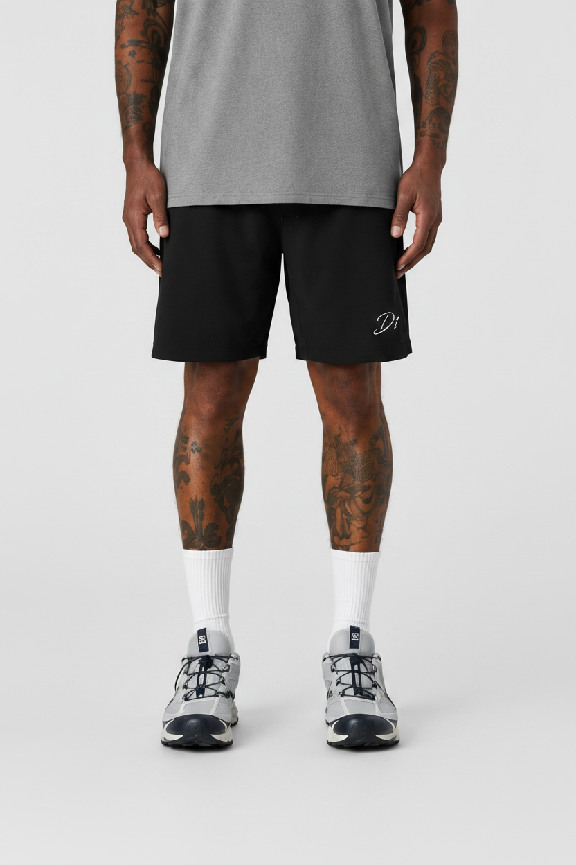 Black Mens Shorts D1 Logo