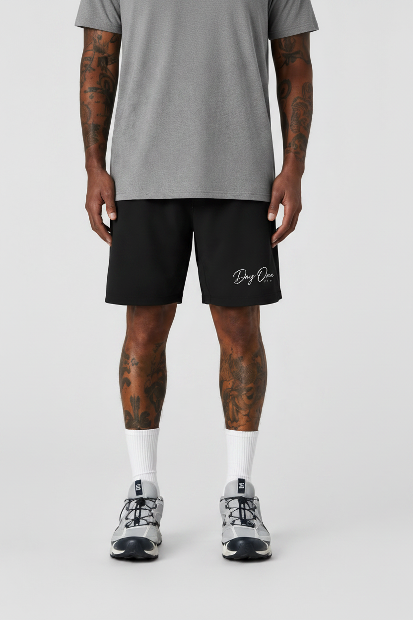Black Mens Shorts Day One Fit Logo