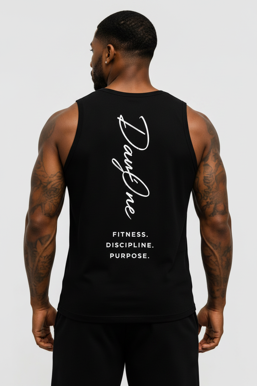 Black Mens Tank Back